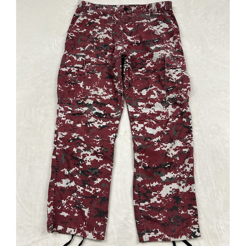 Unbranded Cargo Pants Men 36 Maroon red Digital Camo Tactical Utility Streetwear